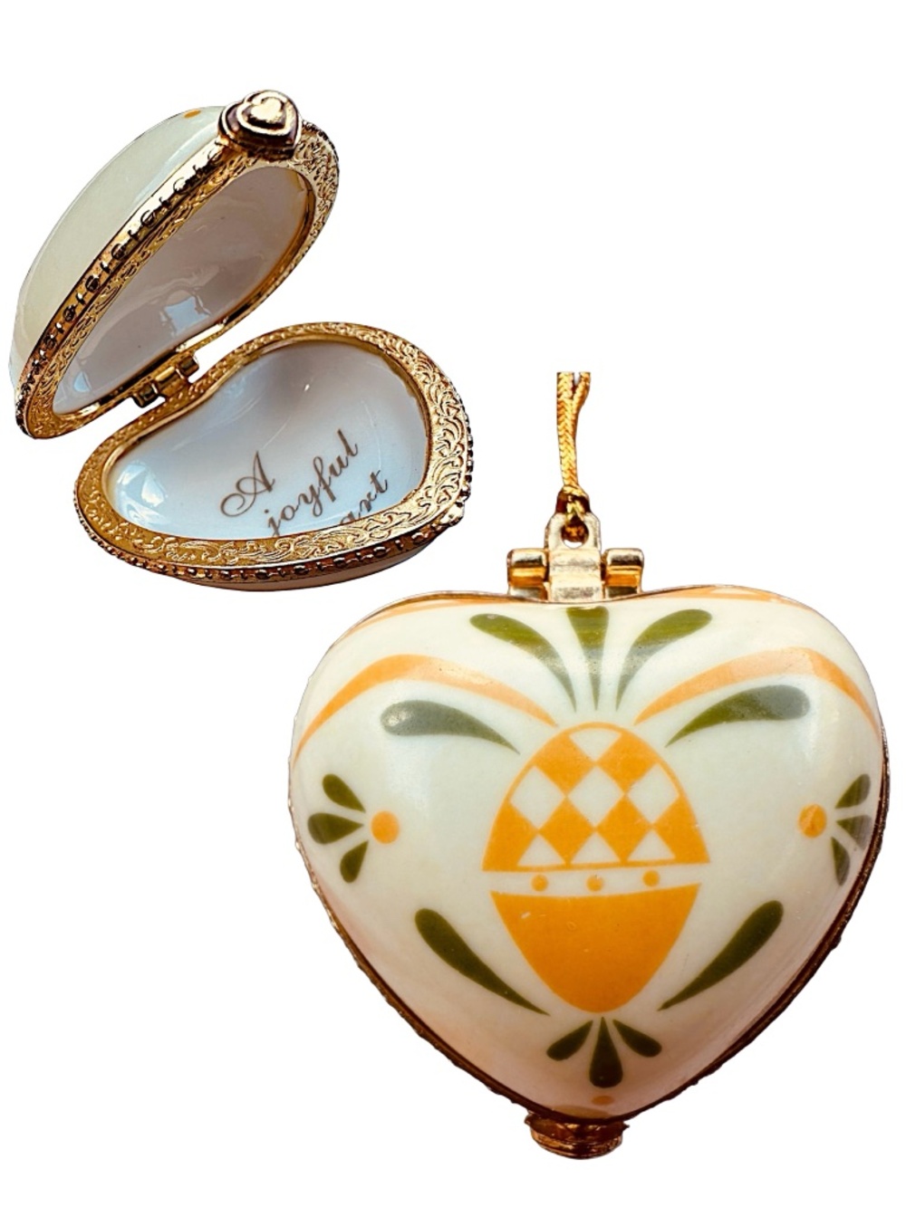 Valerie Parr Hill A Joyful Heart Pineapple Porcelain Hinged Trinket Box Ornament